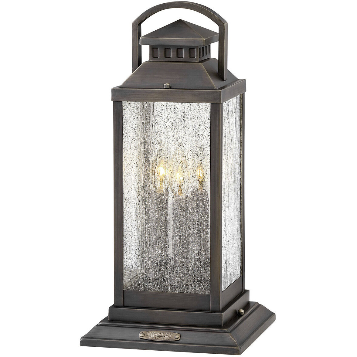 Heritage Revere LED 20 inch Blackened Brass Outdoor Pier Mount Lantern, Low Voltage