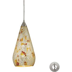 Curvalo 1 Light 6 inch Satin Nickel with Silver and Yellow Mini Pendant Ceiling Light