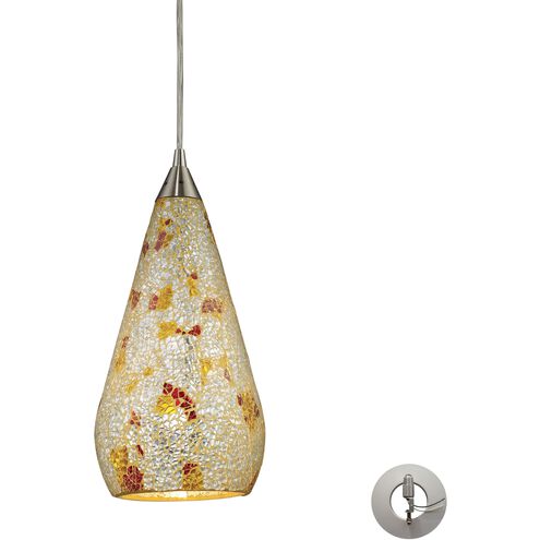 Curvalo 1 Light 6 inch Satin Nickel with Silver and Yellow Mini Pendant Ceiling Light