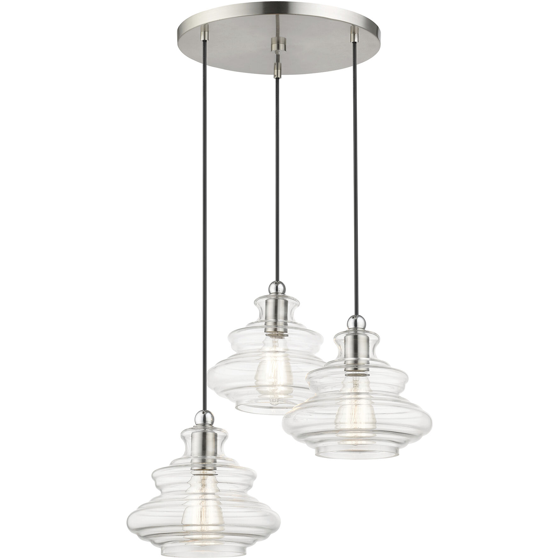 Everett 3 Light 20 inch Brushed Nickel with Chrome Finish Accents Pendant Chandelier Ceiling Light