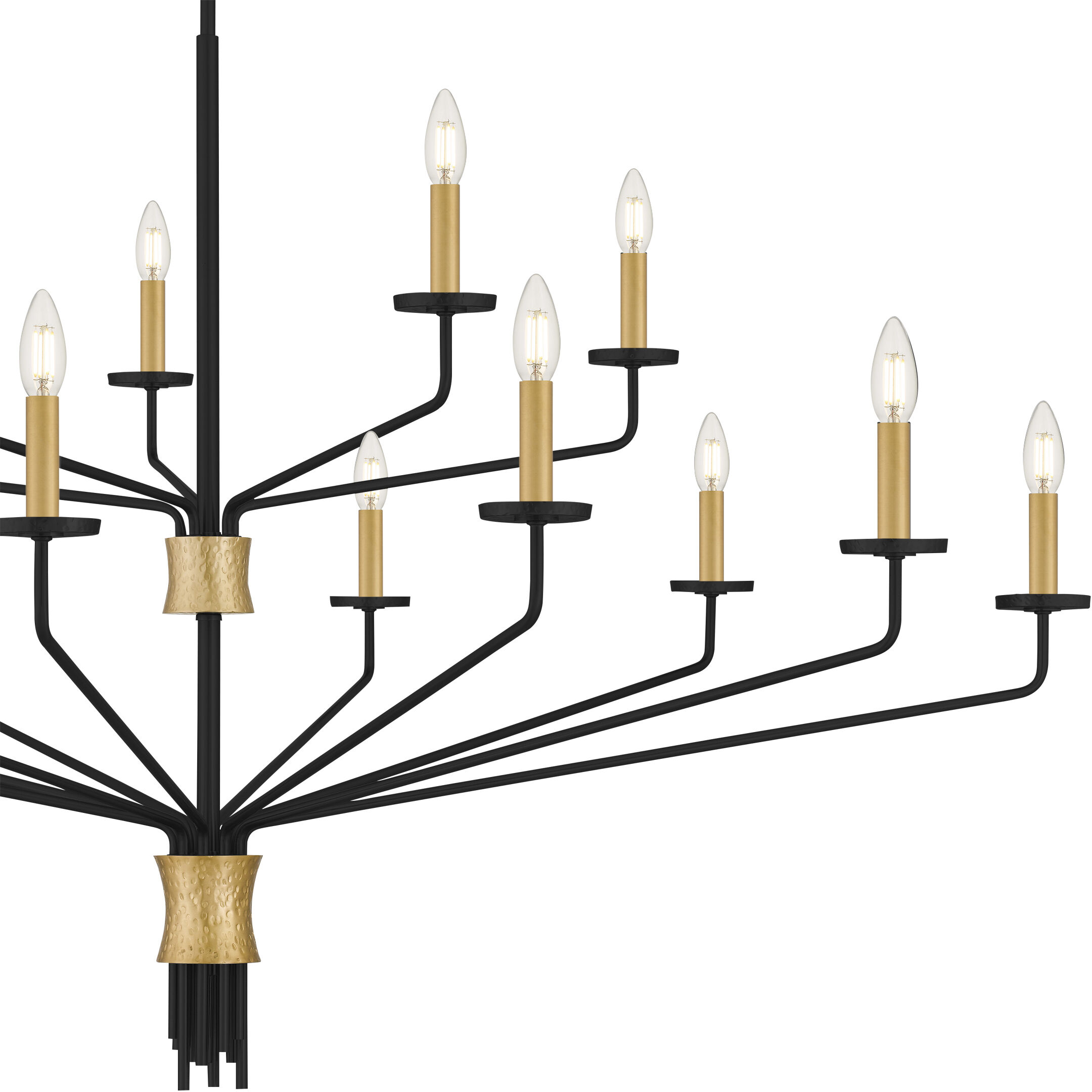 Alexander 15 Light 55 inch Matte Black Chandelier Ceiling Light