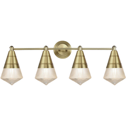 Hargreaves 4 Light 33.25 inch Natural Aged Brass Bath Vanity Wall Light