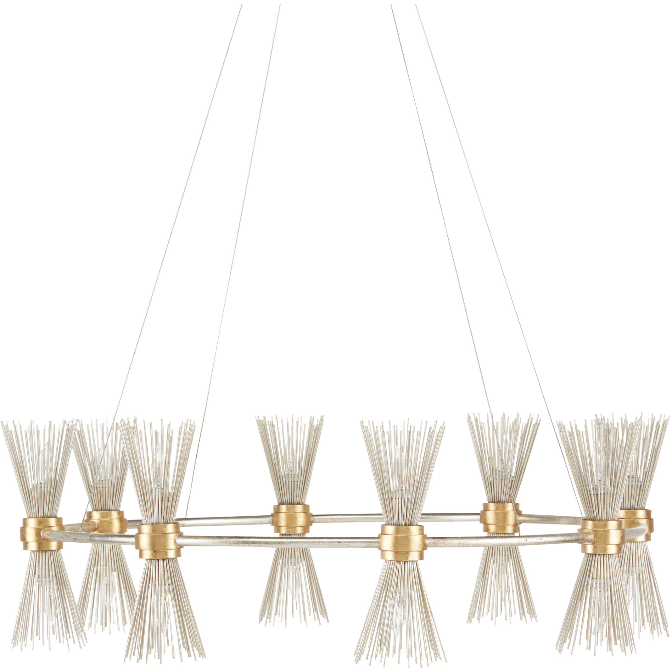 Novatude 16 Light 33.75 inch Contemporary Gold Leaf/Contemporary Silver Leaf Chandelier Ceiling Light