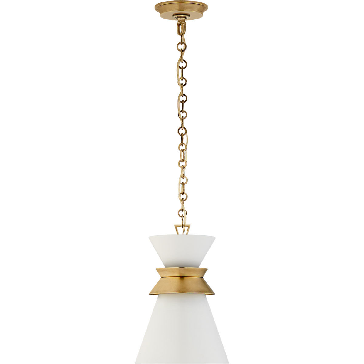 Chapman & Myers Alborg 1 Light 10 inch Antique-Burnished Brass Stacked Pendant Ceiling Light in Matte White, Small
