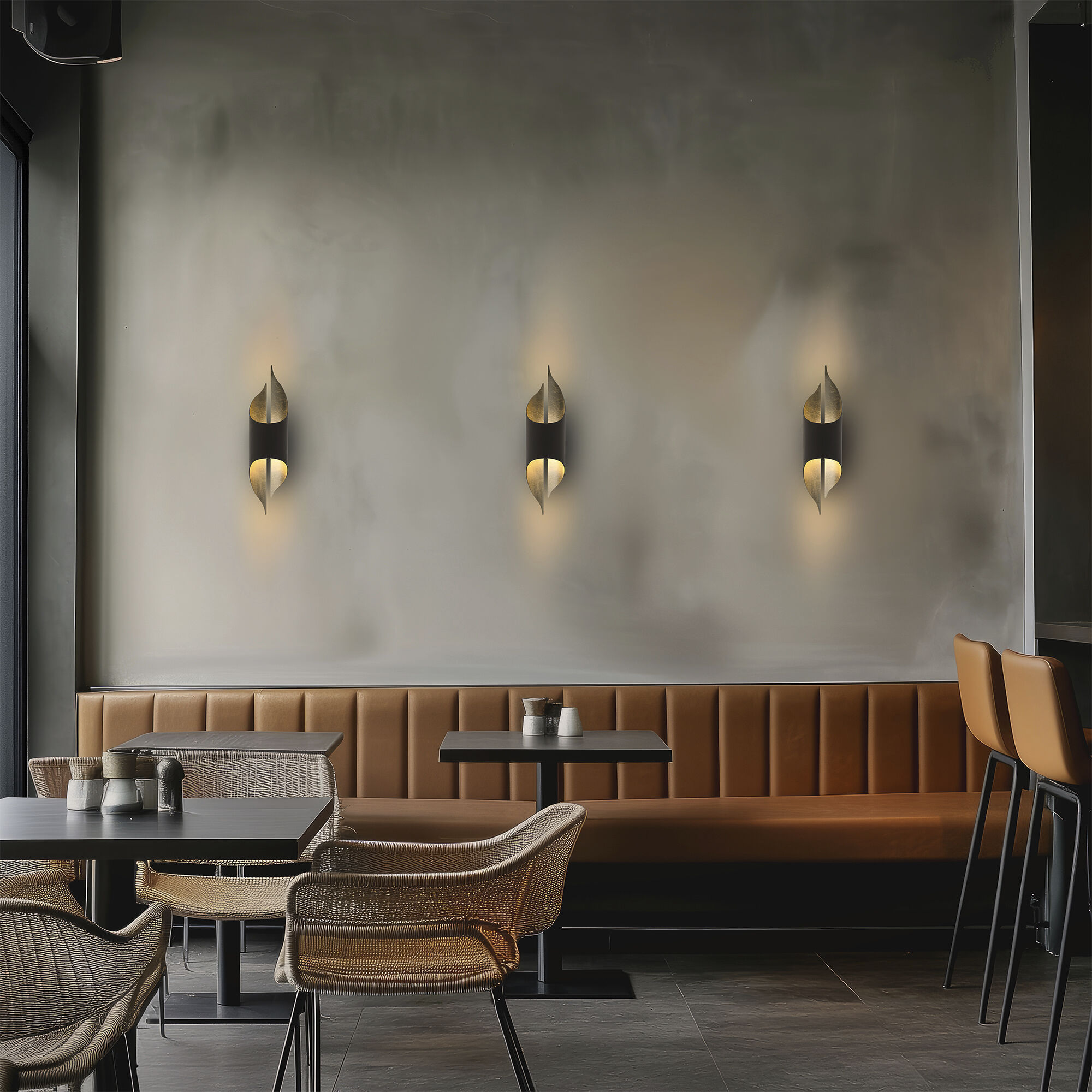 Clasp Indoor Wall Lighting in Bronze and Gold Leaf