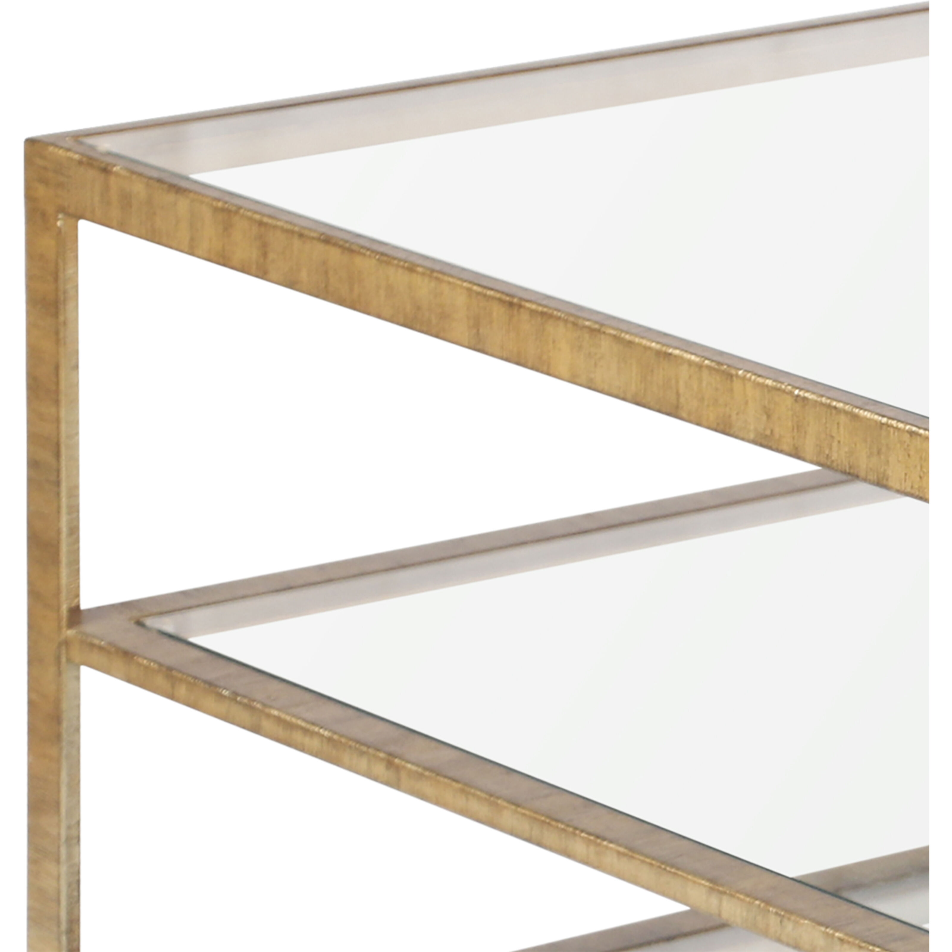 Strie 54 X 34 inch Antique Brass with Clear Coffee Table