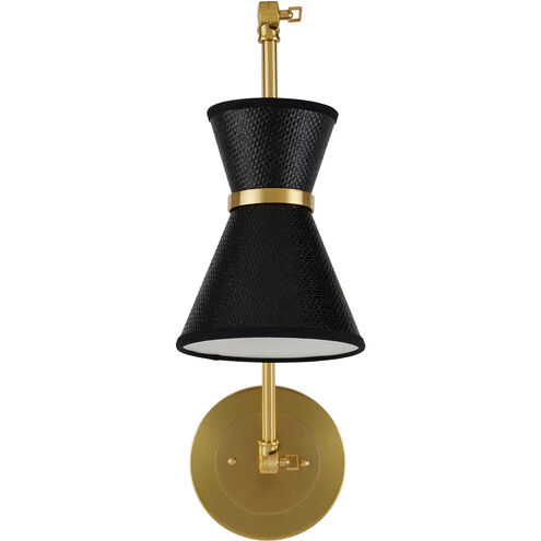 Avignon 1 Light 6 inch Polished Brass/Black Wall Sconce Wall Light, Suzanne Duin Collection