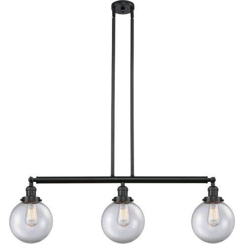 Franklin Restoration Large Beacon 3 Light 41 inch Matte Black Island Light Ceiling Light in Clear Glass, Franklin Restoration