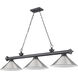 Cordon 3 Light 57.25 inch Bronze Plate Billiard Ceiling Light in Brushed Nickel Steel