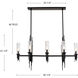 Torres 8 Light 38.25 inch Polished Nickel/Ribbed Glass Linear Pendant Ceiling Light