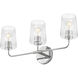 Kline 3 Light 23.75 inch Chrome Bath Wall Light in Clear