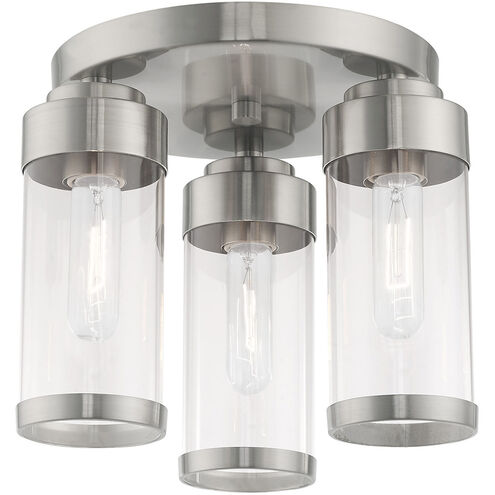 Hillcrest 3 Light 12 inch Brushed Nickel Semi-Flush Mount Ceiling Light