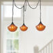 Alora Mood Farrah 3 Light 11.88 inch Matte Black Pendant Ceiling Light in Amber Ribbed Glass