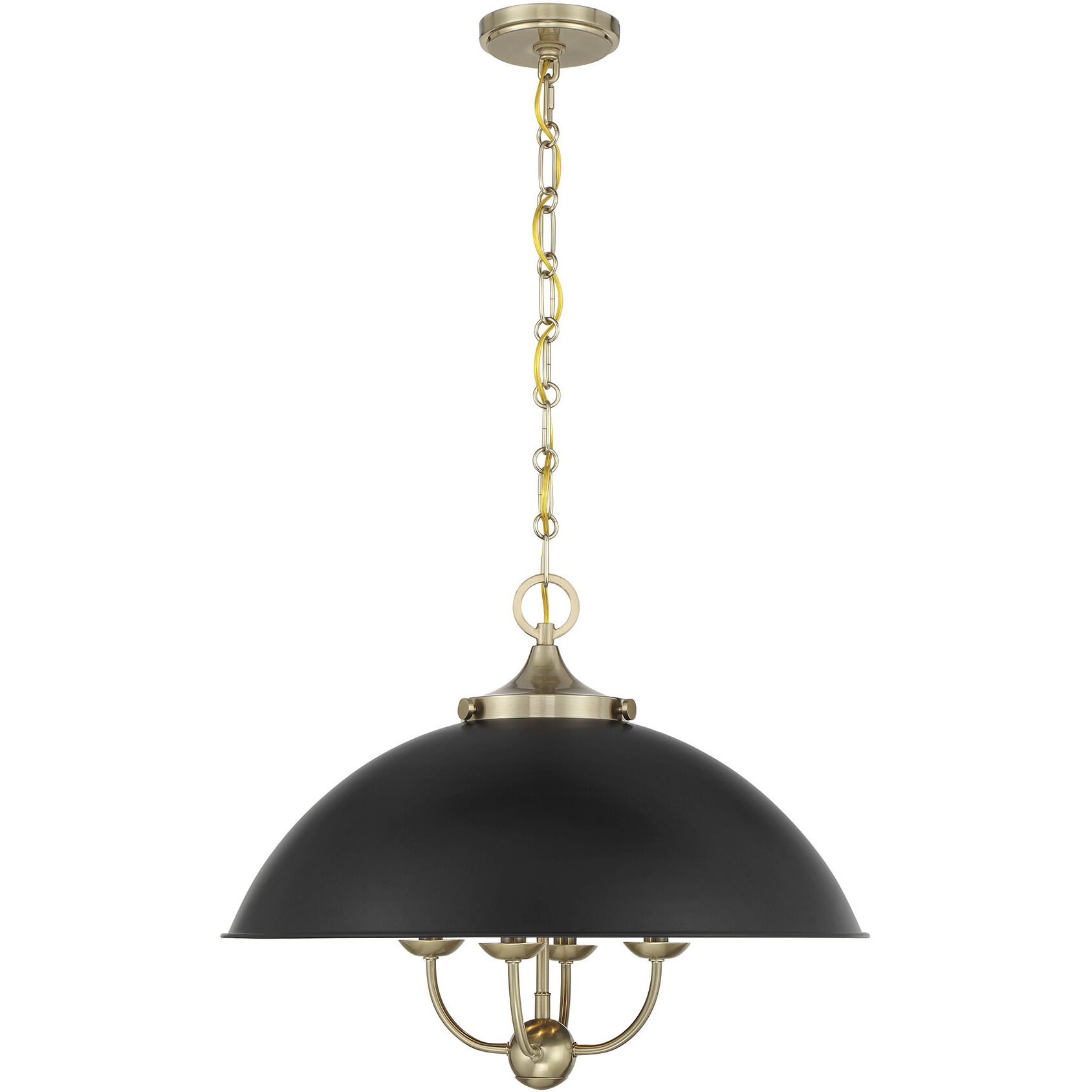 Monterey 4 Light 22 inch Matte Black and Warm Brass Pendant Ceiling Light in Matte Black with Warm Brass