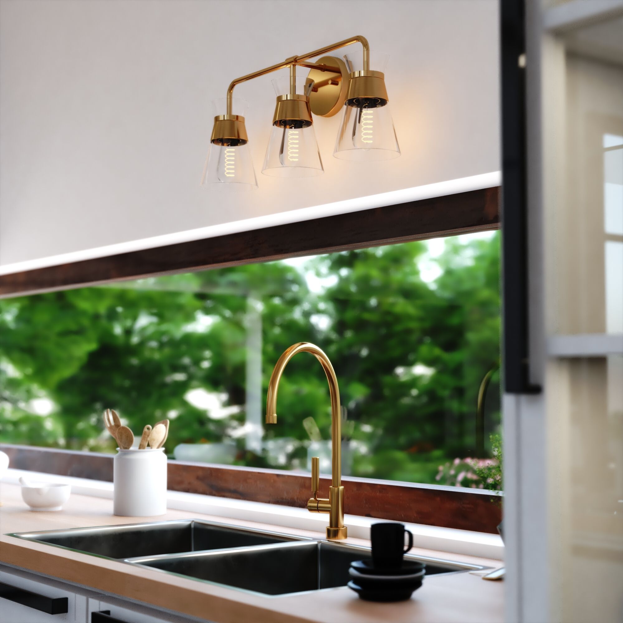 Harper LED 23.5 inch Natural Brass Bathroom Light Wall Light