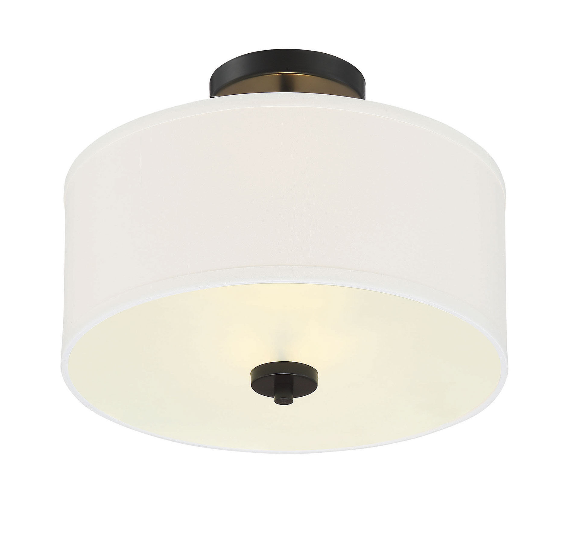 Modern 2 Light 13 inch Matte Black Semi-Flush Ceiling Light