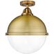 Nouveau 2 Hampden 1 Light 12.88 inch Brushed Brass Semi-Flush Mount Ceiling Light in Clear Glass