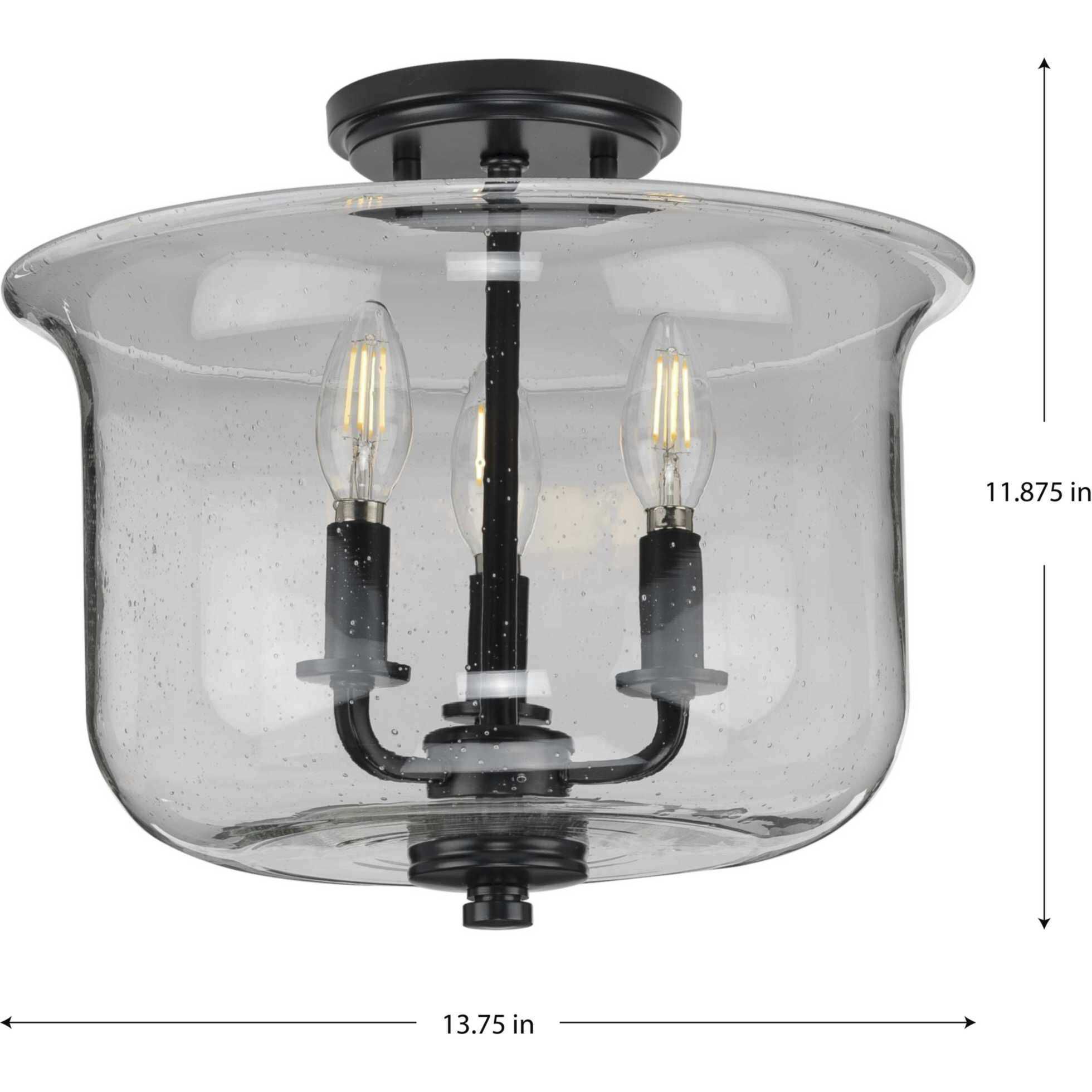Winslett 3 Light 14 inch Matte Black Semi-Flush Mount Convertible Ceiling Light
