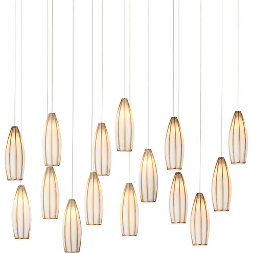 Parish 15 Light 48 inch White/Antique Brass/Silver Multi-Drop Pendant Ceiling Light