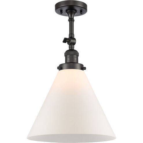 Franklin Restoration X-Large Cone 1 Light 12 inch Oil Rubbed Bronze Semi-Flush Mount Ceiling Light in Matte White Glass, Franklin Restoration