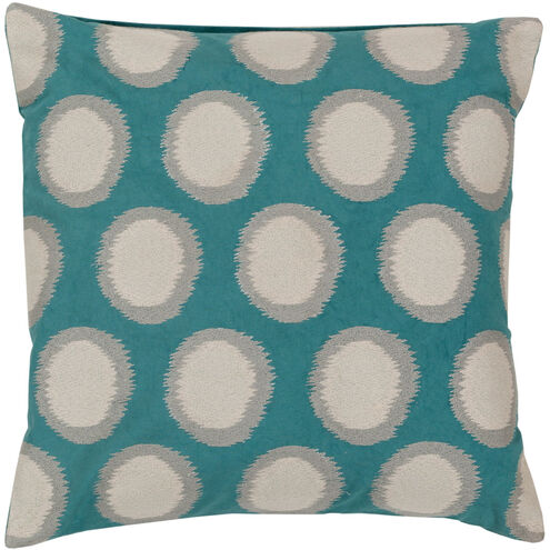 Ikat Dots 18 inch Cream, Teal, Medium Gray Pillow Kit