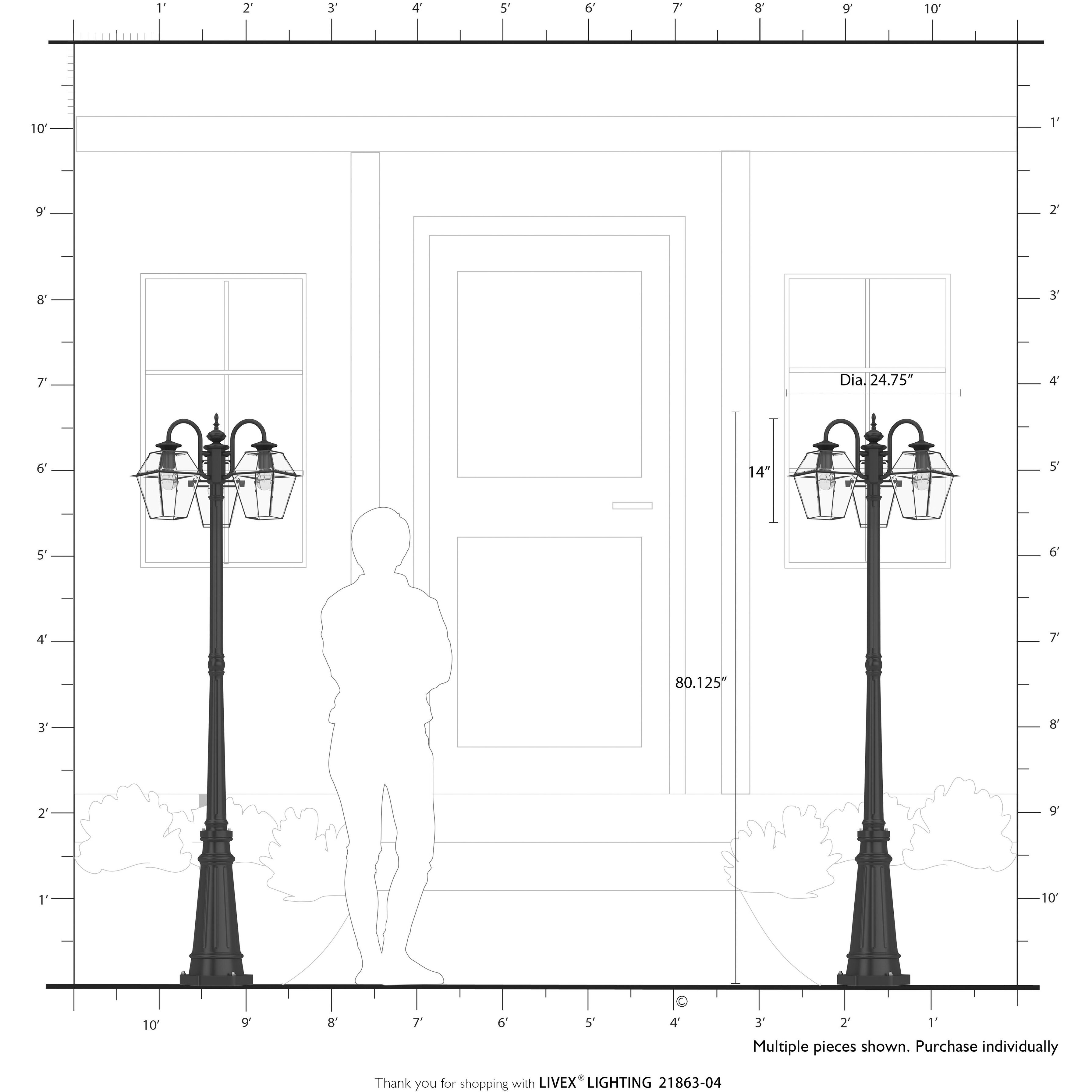 Westover 3 Light 80.13 inch Black Outdoor 3 Head Post Light