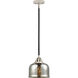 Nouveau 2 Bell 1 Light 8 inch Black Polished Nickel Mini Pendant Ceiling Light in Incandescent, Silver Plated Mercury