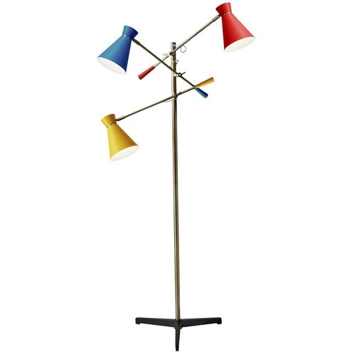 Lyle 60 inch 60.00 watt Antique Brass Floor Lamp Portable Light, 3-Arm