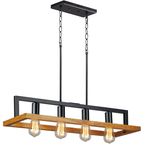 Black Forest 4 Light 30 inch Black/Ashbury Linear Pendant Ceiling Light