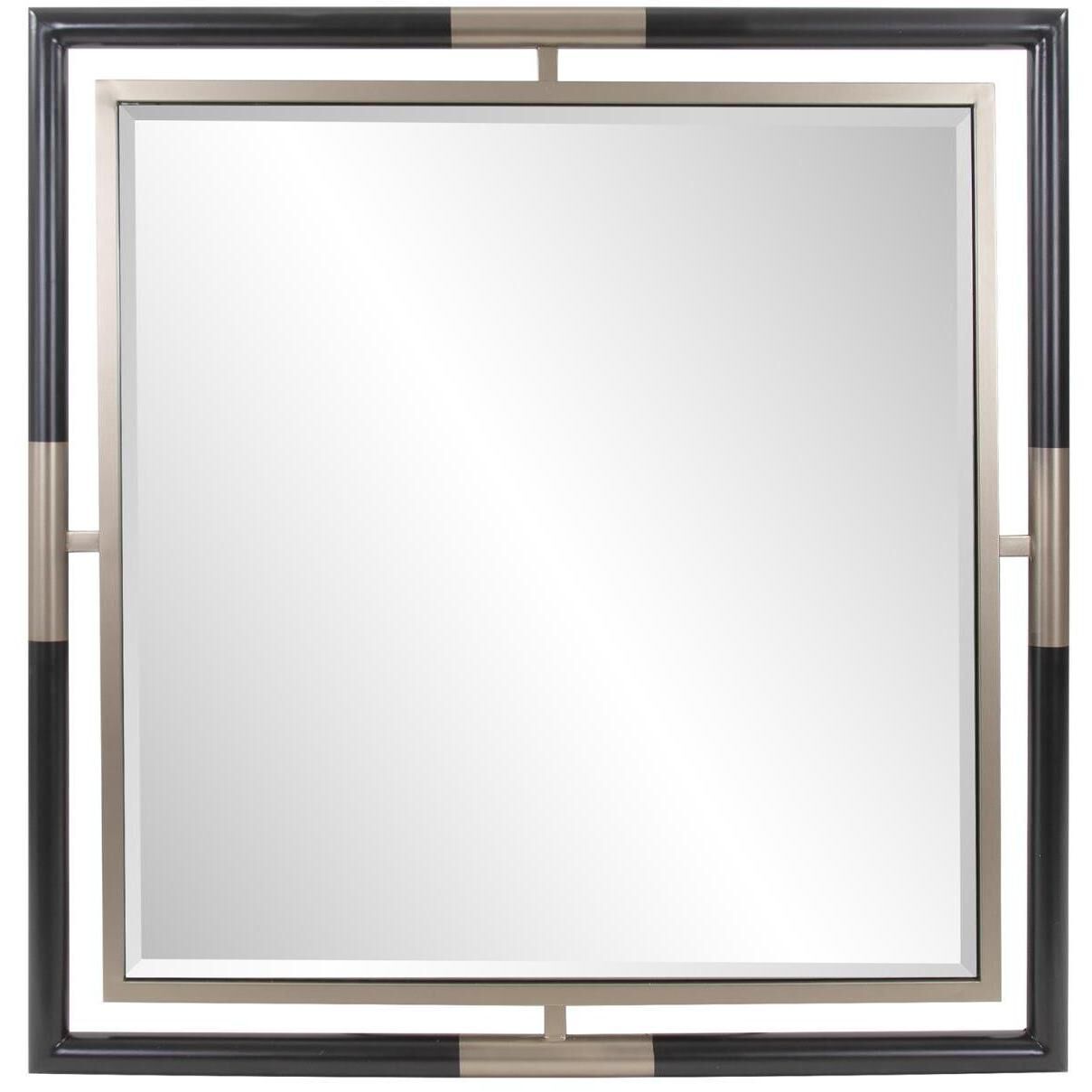 Fitzgerald 48 X 48 inch Black and Brass Mirror, Large
