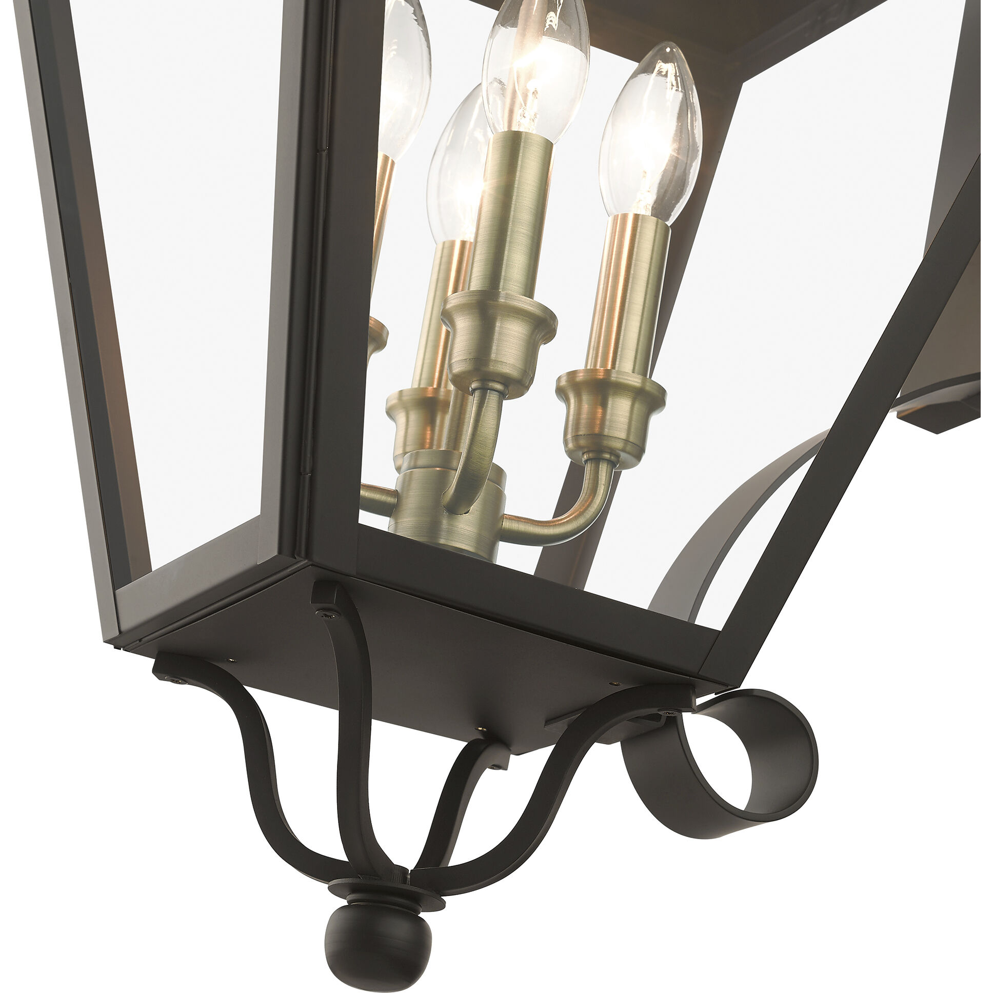Adams 4 Light 14.25 inch Bronze with Antique Brass Finish Cluster Outdoor Extra Large Wall Lantern Wall Light