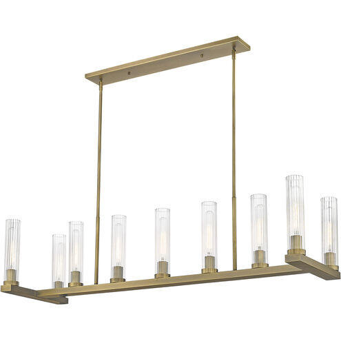 Beau 9 Light 56 inch Rubbed Brass Linear Chandelier Ceiling Light