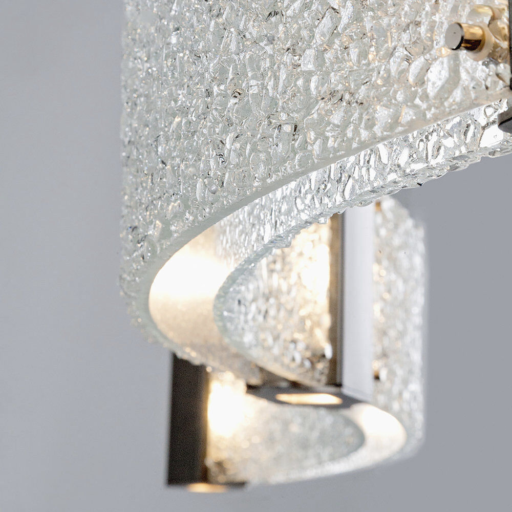 Parallel LED 48 inch Classic Silver Linear Pendant Ceiling Light in 3000K LED, Clear Granite, Curved