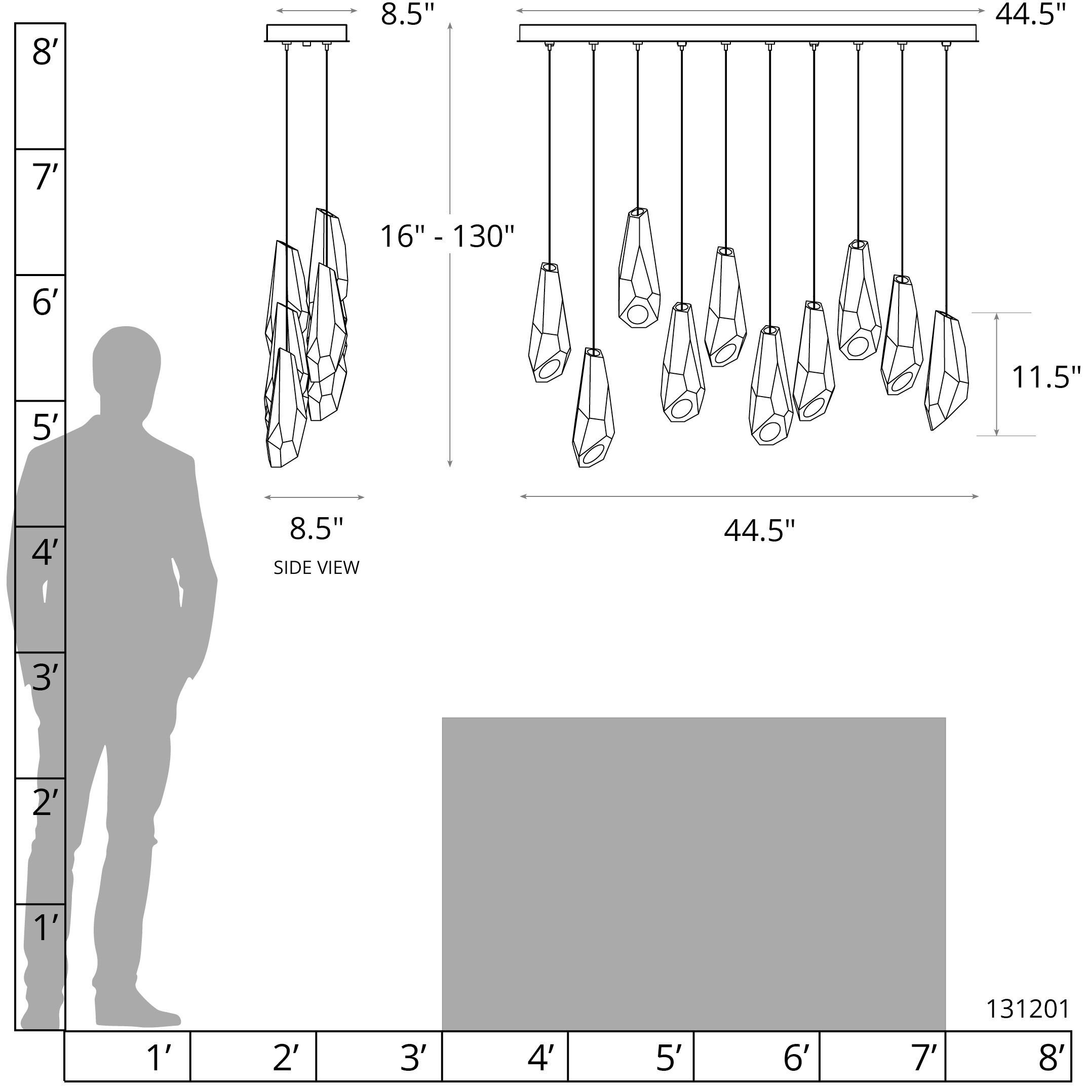 Luma 10 Light 44.5 inch Oil Rubbed Bronze Pendant Ceiling Light, Large
