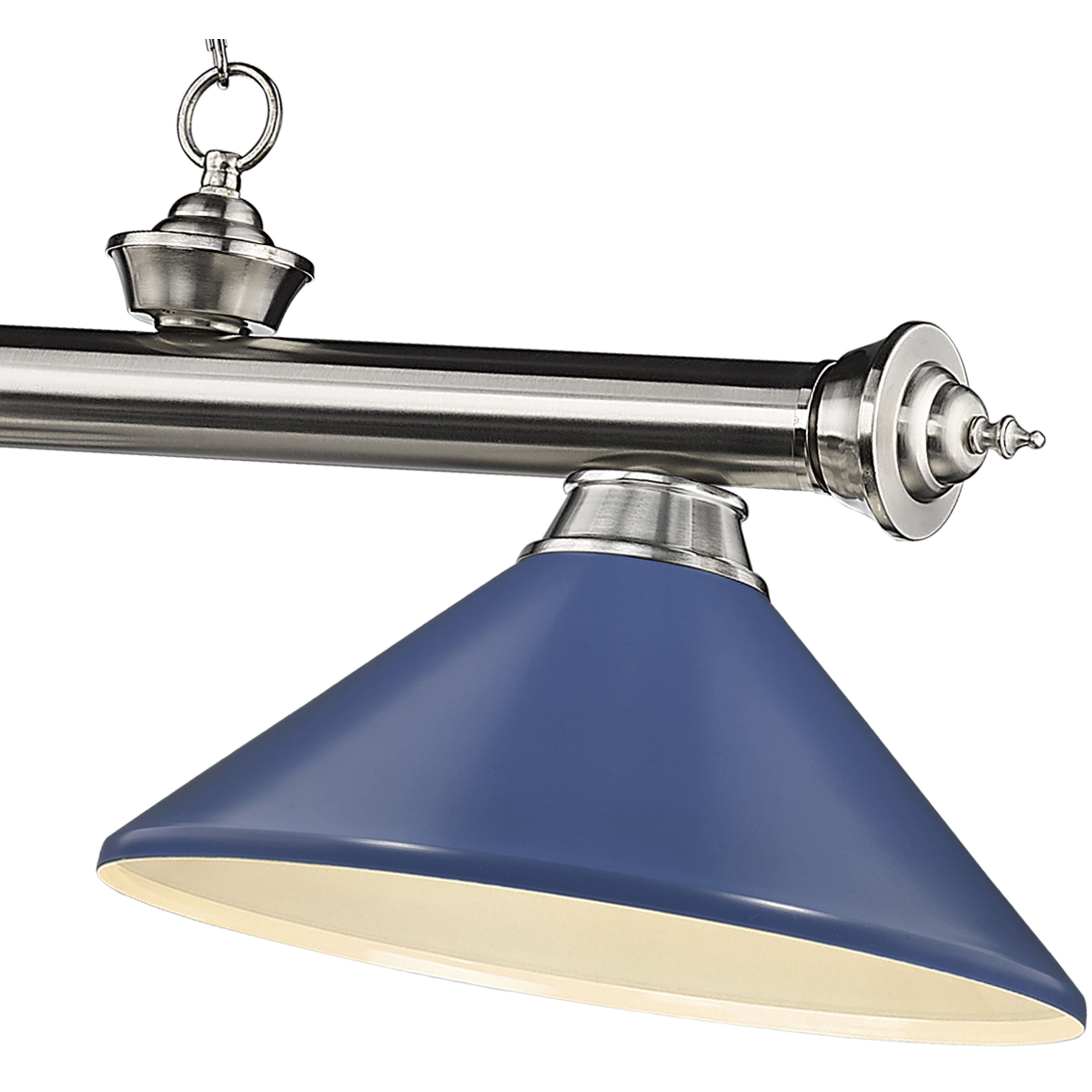 Cordon 3 Light 58 inch Brushed Nickel Billiard Ceiling Light in Navy Blue Steel