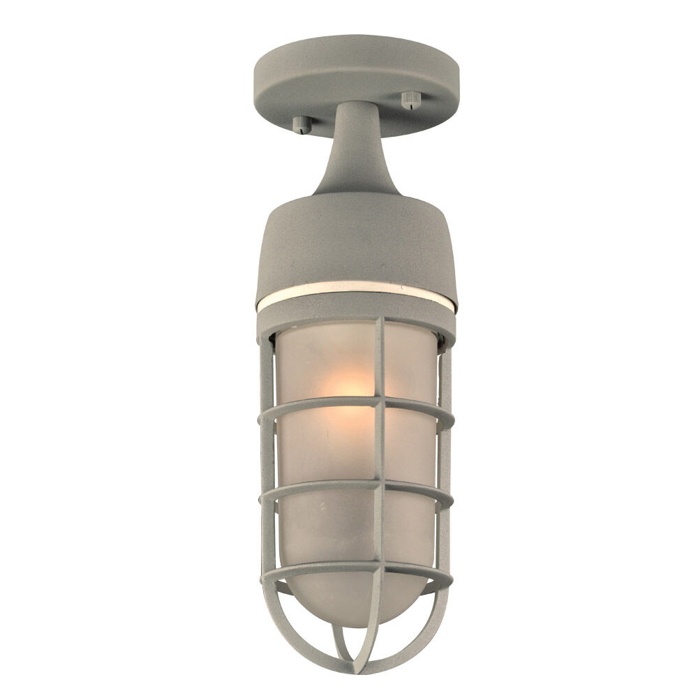 Cage 1 Light 4.5 inch Silver Outdoor Semi Flush Mount