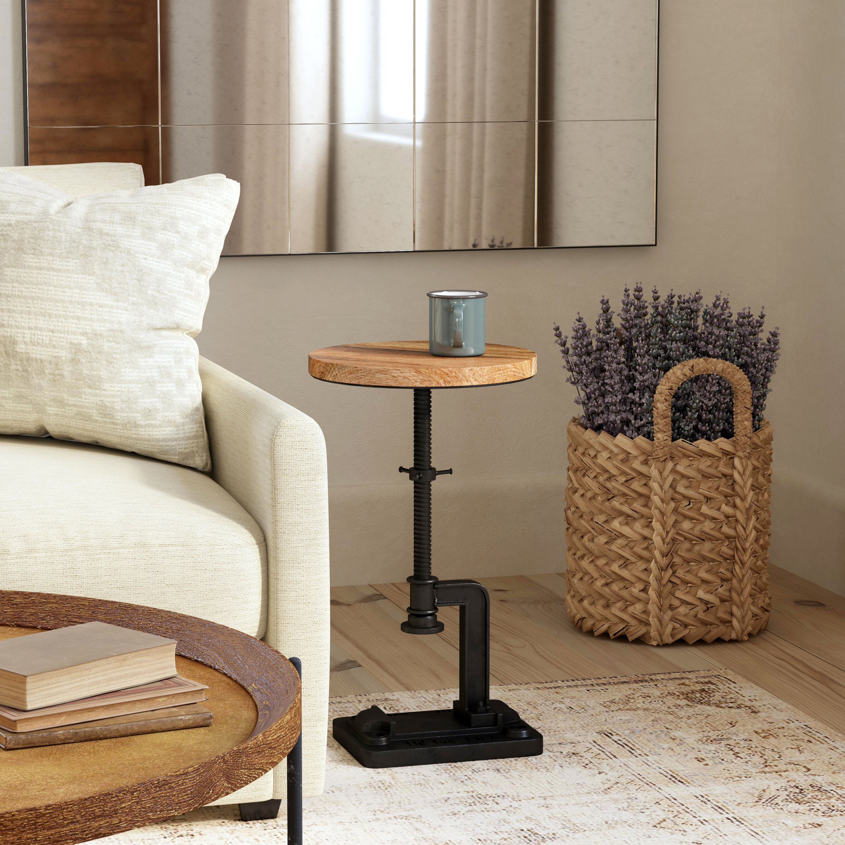 Ellis Adjustable Pedestal Side table in Multi-Color