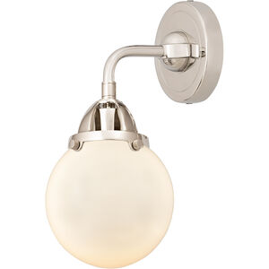 Nouveau 2 Beacon 1 Light 6 inch Polished Nickel Sconce Wall Light in Matte White Glass