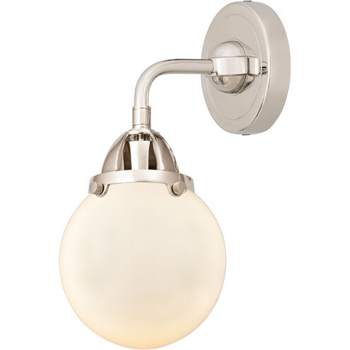 Nouveau 2 Beacon LED 6 inch Polished Nickel Sconce Wall Light in Matte White Glass