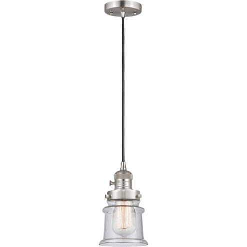 Franklin Restoration Canton LED 6 inch Brushed Satin Nickel Mini Pendant Ceiling Light in Seedy Glass