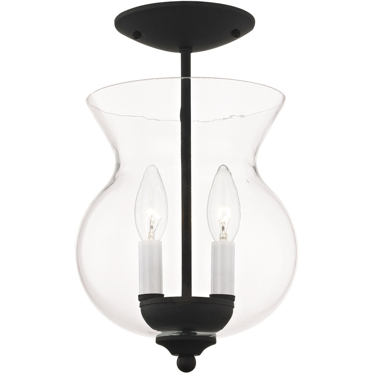 Heritage 2 Light 8 inch Black Convertible Mini Pendant/Ceiling Mount Ceiling Light