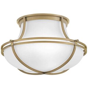 Saddler 3 Light 15.25 inch Heritage Brass Flush Mount Ceiling Light