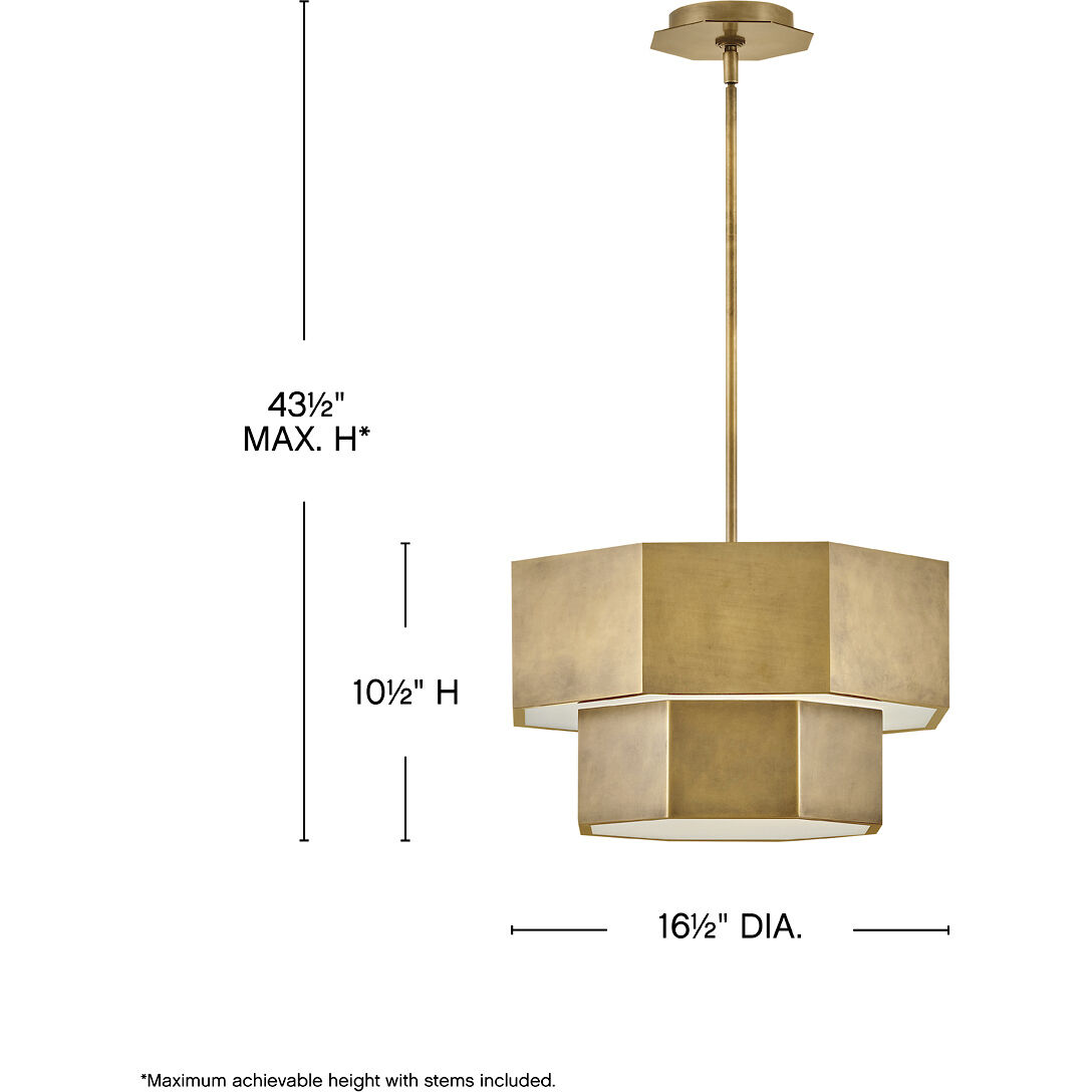 Facet 5 Light 16.5 inch Heritage Brass Pendant Ceiling Light