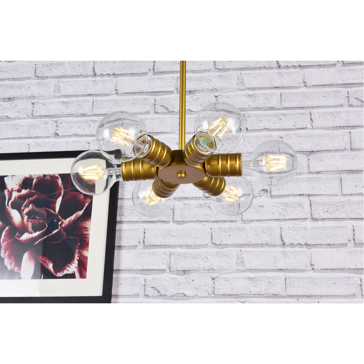 Reyes 6 Light 8.3 inch Brass Pendant Ceiling Light