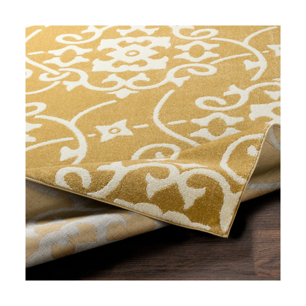 Horizon 94.49 X 94.49 inch Mustard/Cream Machine Woven Rug, Round
