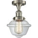 Franklin Restoration Small Oxford 1 Light 8 inch Brushed Satin Nickel Semi-Flush Mount Ceiling Light in Clear Glass, Franklin Restoration