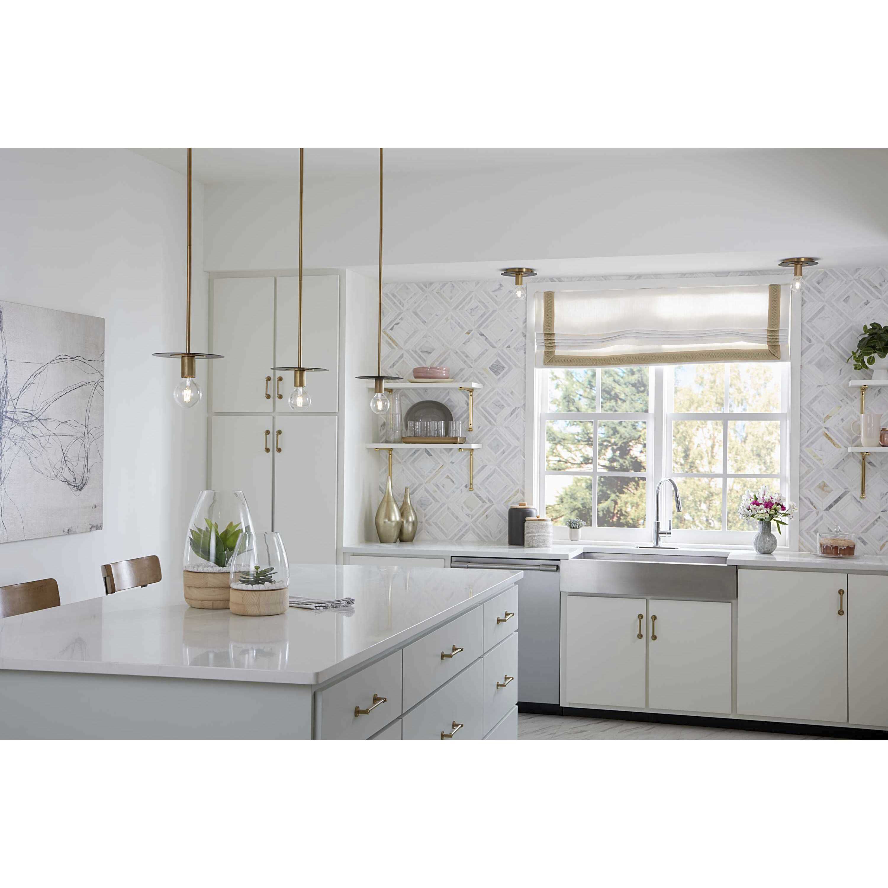 Trimble 1 Light 8 inch Brushed Bronze Flush Mount Ceiling Light, Design Series