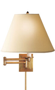 Visual Comfort Studio Primitive Swing Arm in Hand-Rubbed Antique Brass with Linen Shade S2500HAB-L - Open Box