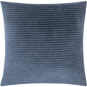 Cotton Velvet Stripes 22 X 22 inch Navy Accent Pillow