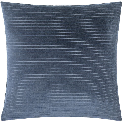Cotton Velvet Stripes 22 X 22 inch Navy Accent Pillow
